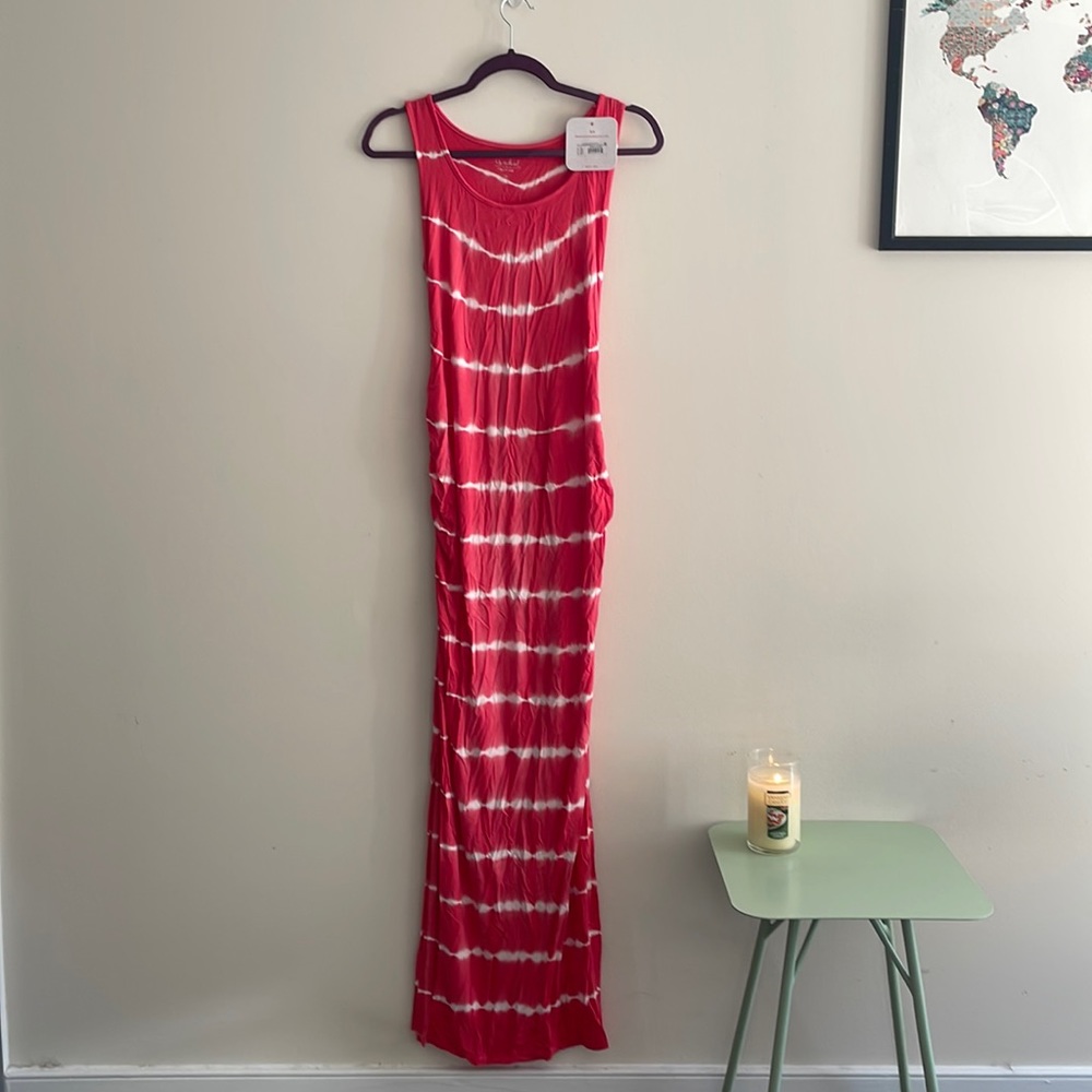 Maternity Pink & White Tie Dye Long Dress - Super soft! NWT